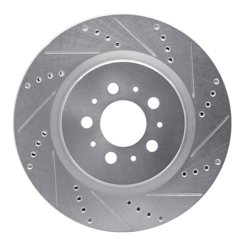 Volvo S60 Brake Rotor (1) - Rear Right - R1 Concepts - Drilled & Slotted - Silver - `04-`07
